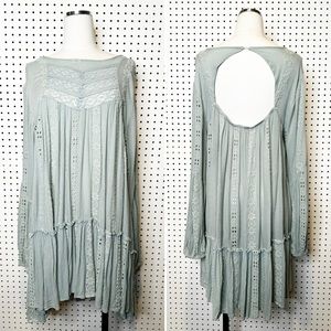 Free People | Kiss Kiss Tunic Dress in Mint Teal Green Sz. L